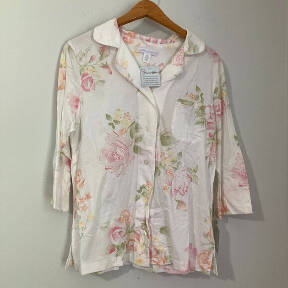 New with Tags Carole Hochman Women Size M Sleep Shirt White 100% Supima Cotton - Picture 1 of 13